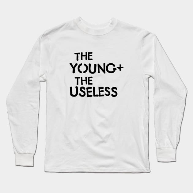 The Young and the Useless Grafitti Stencil Logo Black Long Sleeve T-Shirt by Fresh Fly Threads